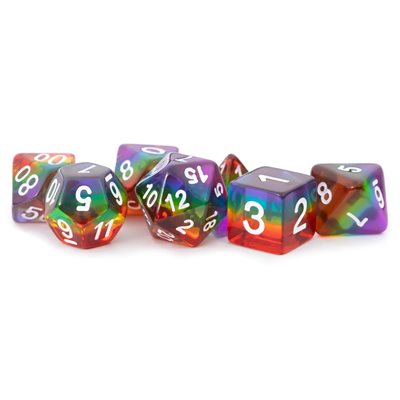 Dice: 7 pc: 16 mm: Resin: Translucent Rainbow