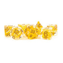 Dice: Resin 16mm 7pc Set: Pearl Citrine w/ Copper Numbers
