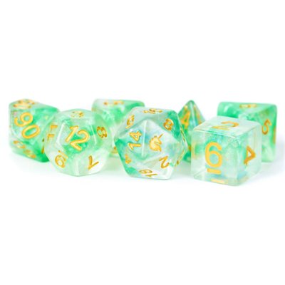 Dice: Resin 16mm 7pc Set: Unicorn Icy Everglades