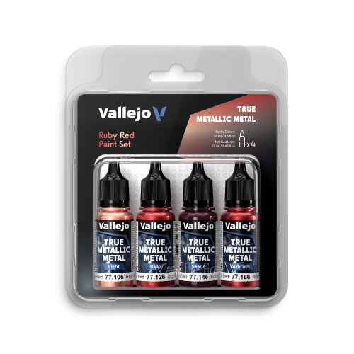 Vallejo True Metallic Metal 4 Colour Set - Ruby Red