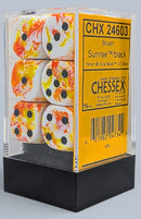 Dice: 12x D6: 16 mm: Brush: Sunrise / Black
