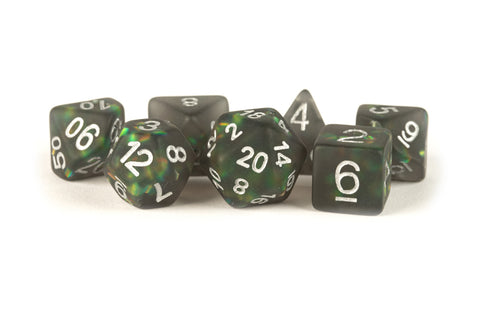 Dice: Resin 16mm 7pc Set: Icy Opal Black