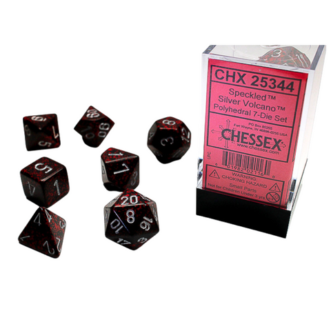 Speckled Polyhedral Silver Volcano 7-Die set