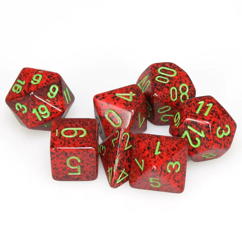 CHESSEX POLYHEDRAL SPECKLED 7-DIE SET STRAWBERRY