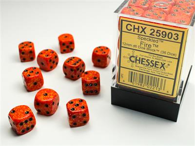 12mm d6 Dice Block (36 Dice - Speckled: Fire)