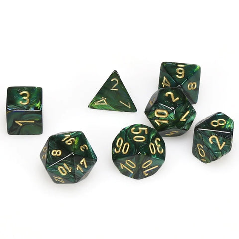 Scarab Jade/gold Polyhedral 7-Dice Set