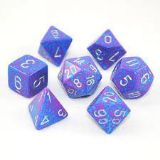 CHESSEX POLYHEDRAL SPECKLED 7-DIE SILVER TETRA
