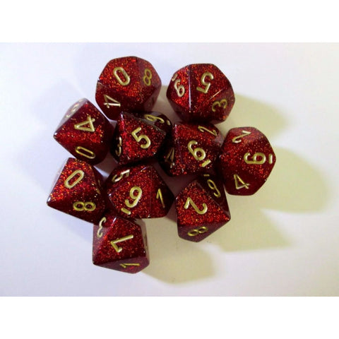 Chessex Glitter: 10D10 Ruby/Gold