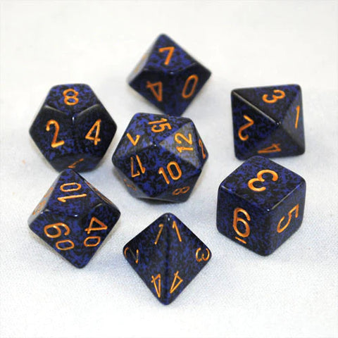 CHESSEX POLYHEDRAL SPECKLED 7-DIE GOLDEN COBALT