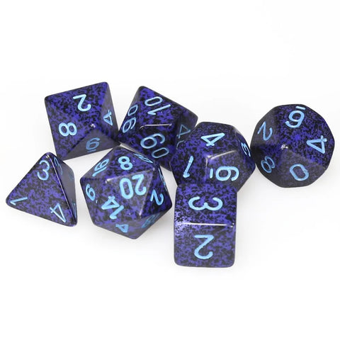 CHESSEX POLYHEDRAL SPECKLED 7-DIE SET COBALT