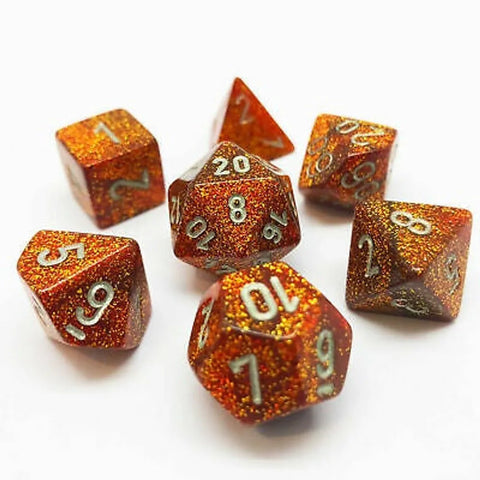 Glitter Gold/silver Polyhedral 7-Dice Set