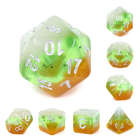 Dice: Resin 16mm 7pc Set: Kiwi