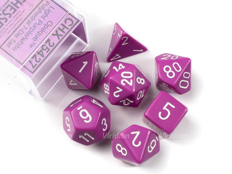 Polyhedral Dice Set: Opaque: 7Pc Light Purple/White