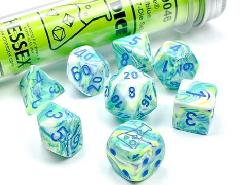 Lab Dice: Festive Garden / Blue Polyhedral 8-Dice Set