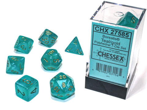 Borealis Dice -Chessex (Teal/Gold)