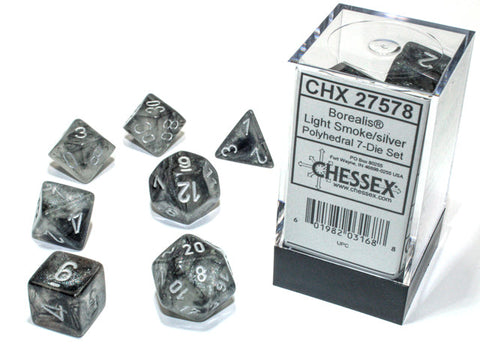 Borealis Dice -Chessex (Light Smoke/Silver)