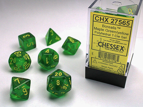 Borealis Dice -Chessex (Maple Green/Yellow)