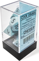 Opaque Polyhedral 7-Die Set in Pastel Blue with Black Numbering