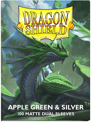Dragon Shield: Dual Matte Sleeves – Apple Green And Silver (100 Count)