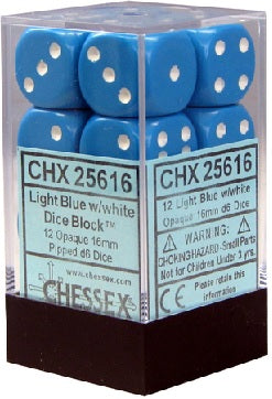 OPAQUE 12D6LIGHT BLUE/WHITE -Chessex