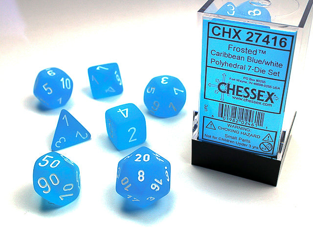 Polyhedral Dice Set: Frosted: 7Pc Caribbean Blue