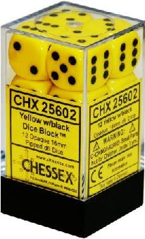OPAQUE 12D6 YELLOW/BLACK -Chessex